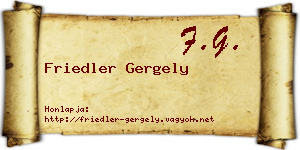 Friedler Gergely névjegykártya